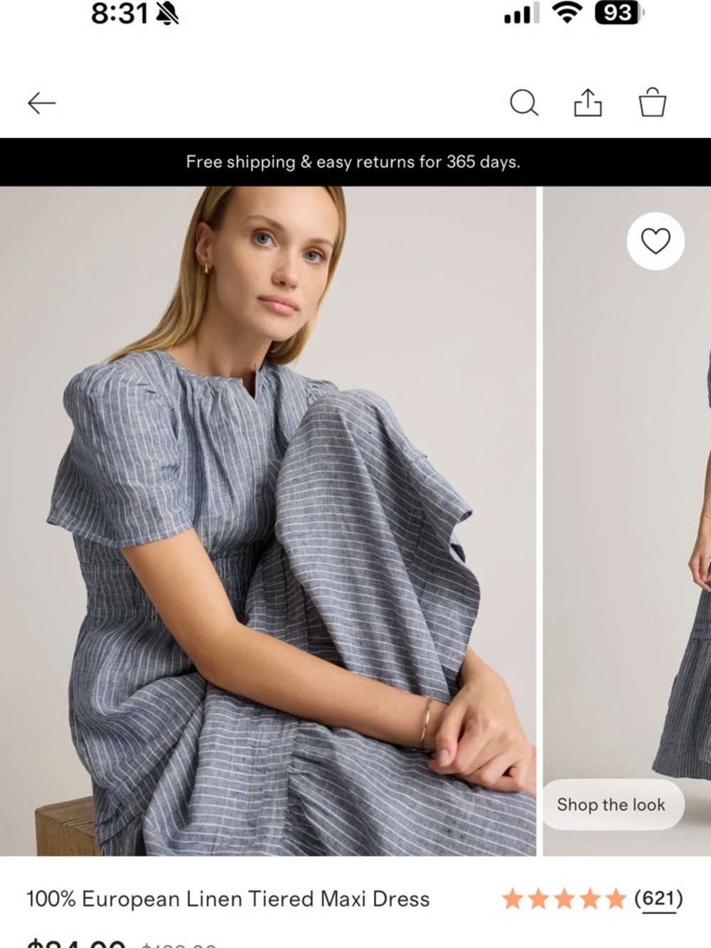 NWOT Quince Blue and White Striped Linen Maxi Dress (m)